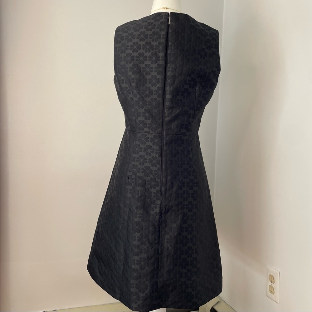 Floral Spade Jacquard Dress Black Midi Sleeveless 6 - Picture 5 of 11